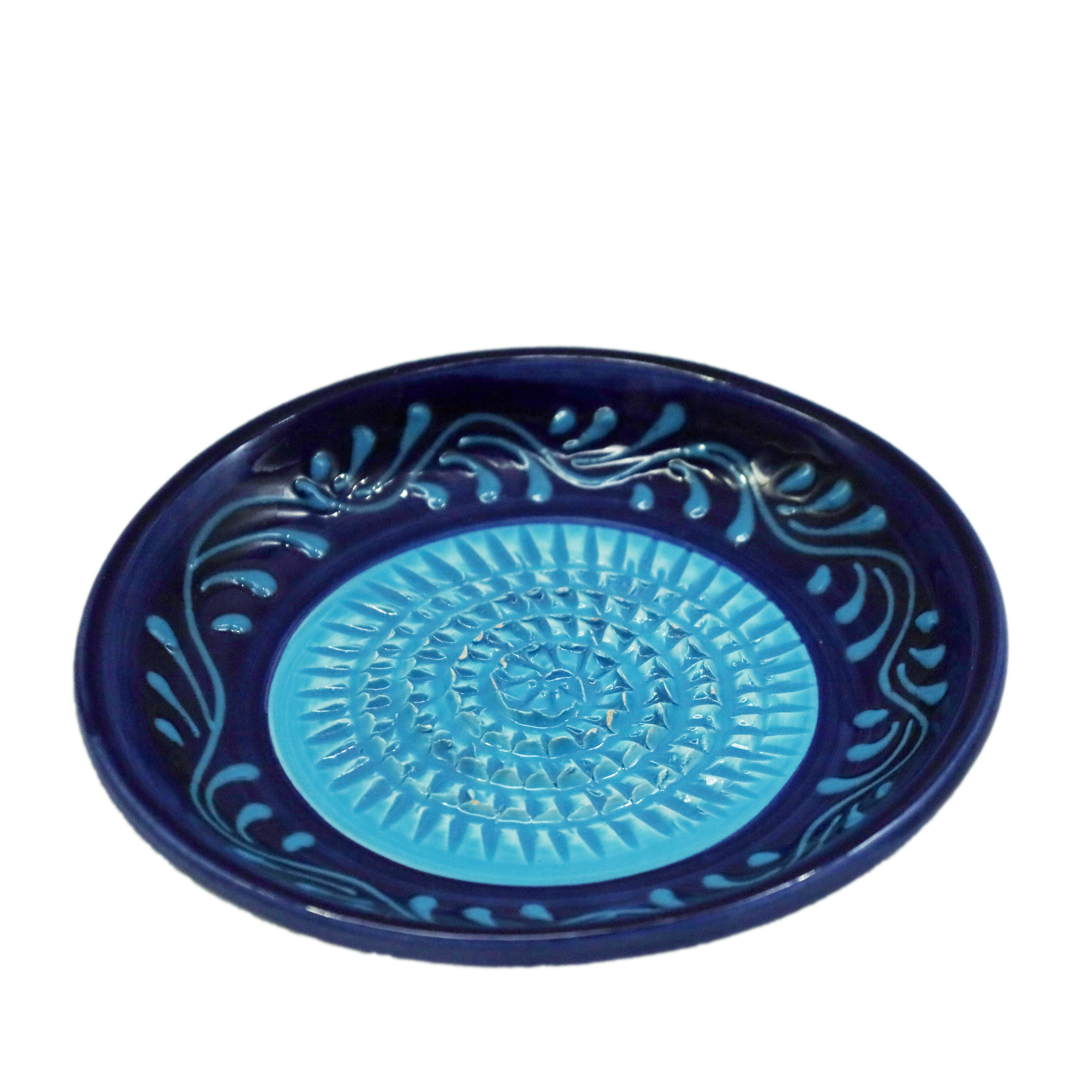Keramikreibe in Blau-Türkis für Ingwer-Knoblauch-Käse-Nüsse-Muskat-Parmesan-Schokolade uvm.